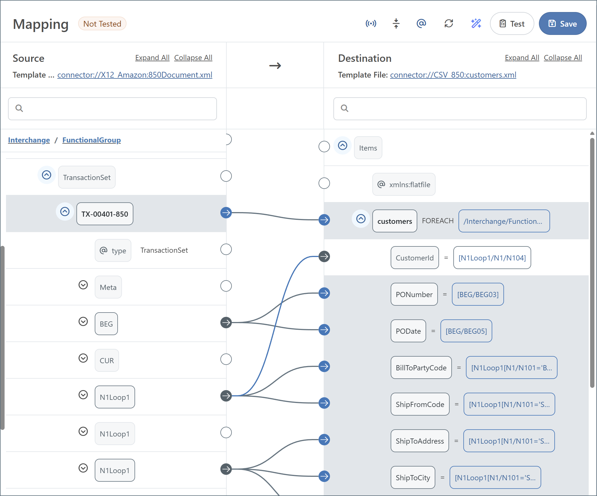 Creating a Foreach loop in the XML Map connector