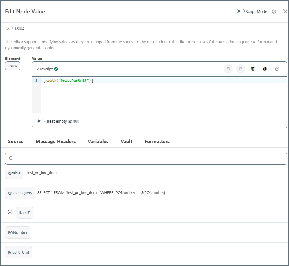 初期の税の式を表示するNode Value Editor