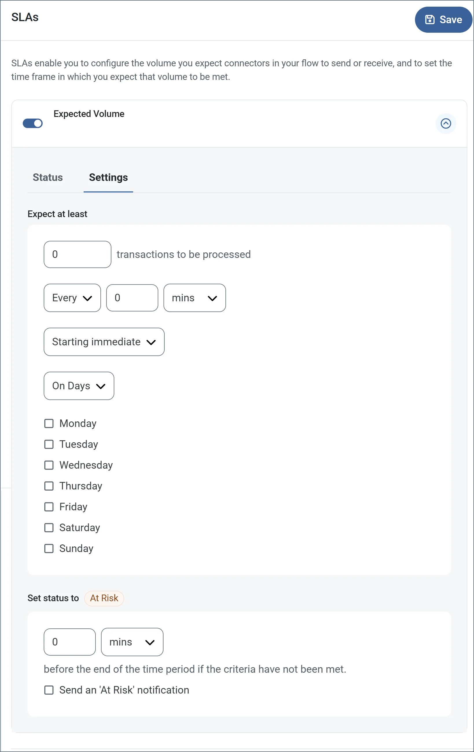 Empty SLA configuration