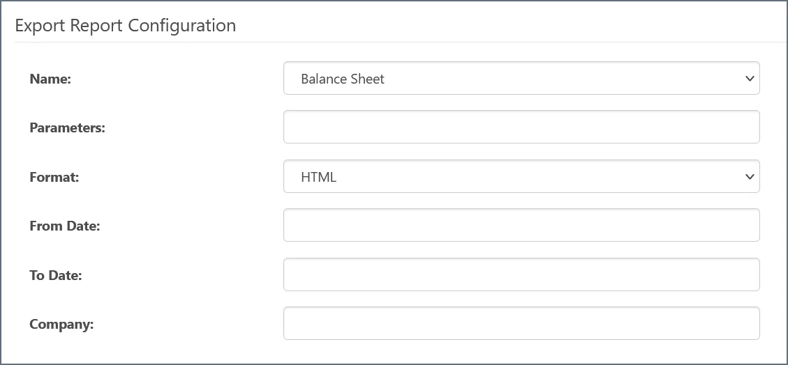 Tally Export Report Settings