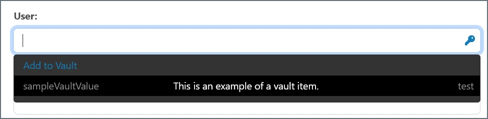 Vault item selection dropdown