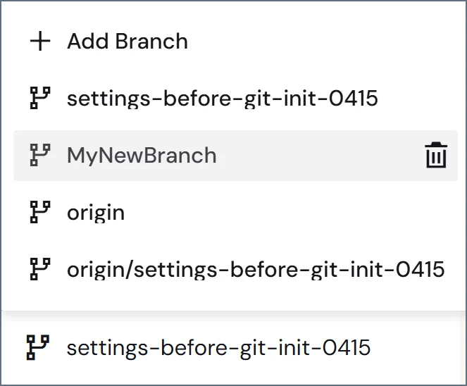 Delete branch dialog