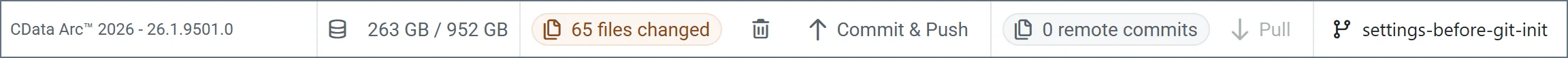 Git version control footer toolbar