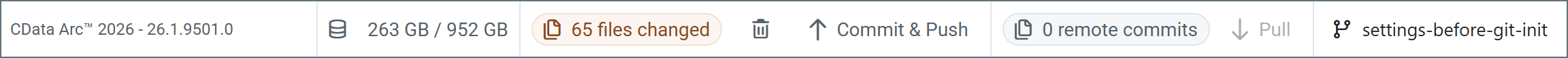 Git version control footer toolbar