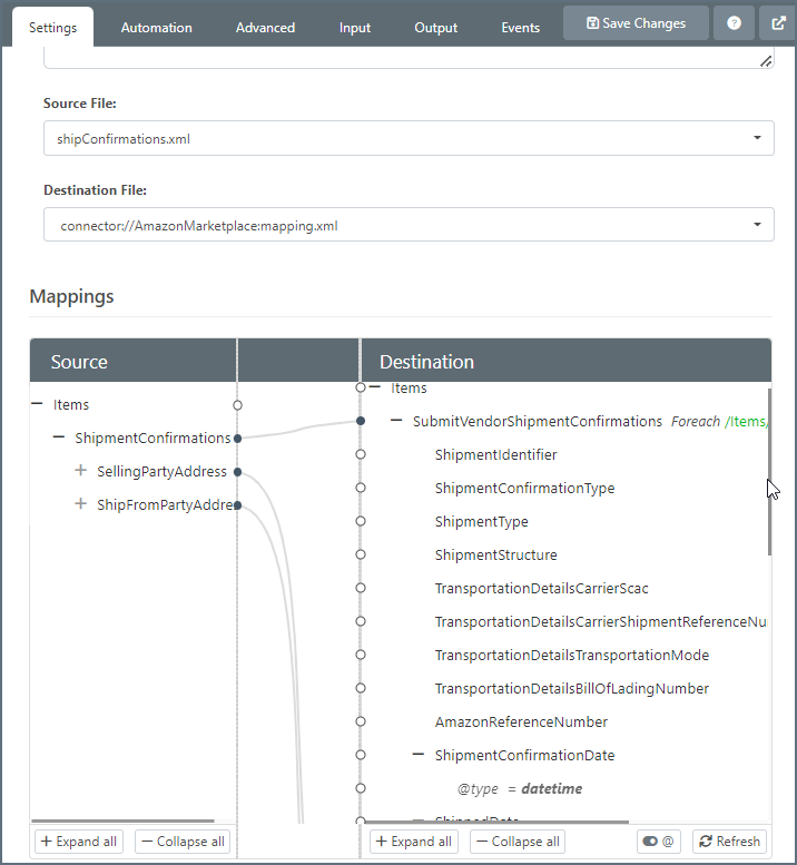 Amazon Marketplace Submit Vendor Shipment Confirmations XML Mapping