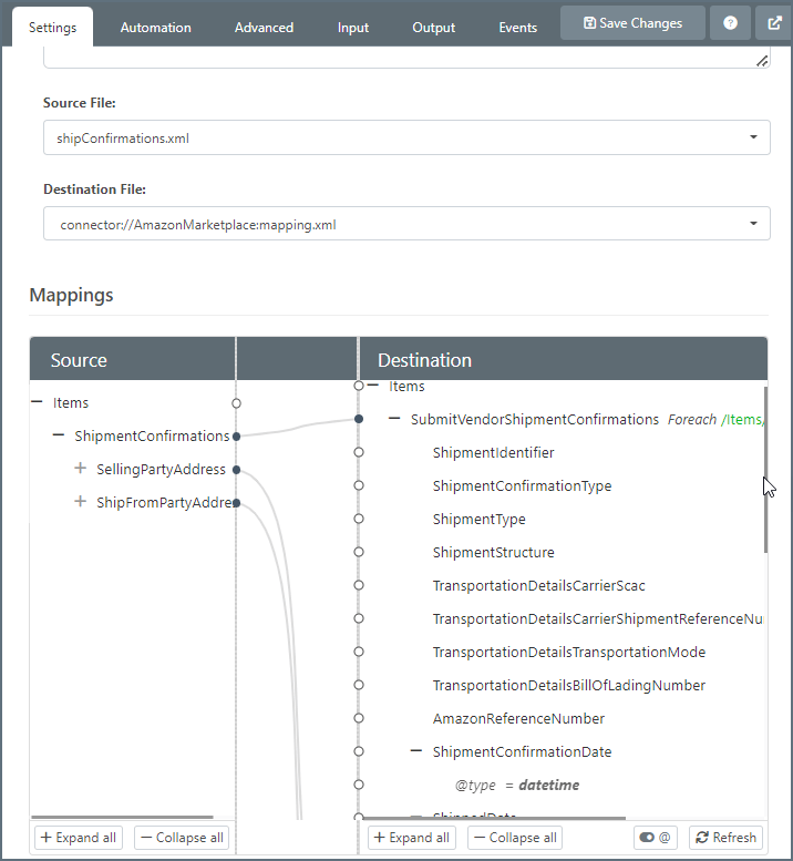 Amazon Marketplace Submit Vendor Shipment Confirmations XML Mapping