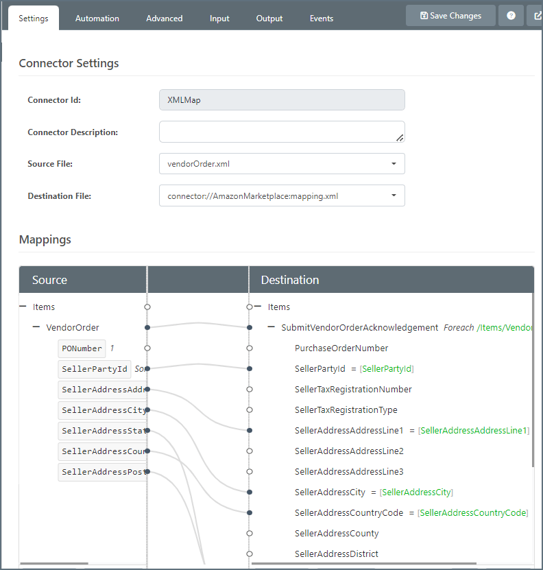 Amazon Marketplace Submit Vendor Order Acknowledgement XML Mapping