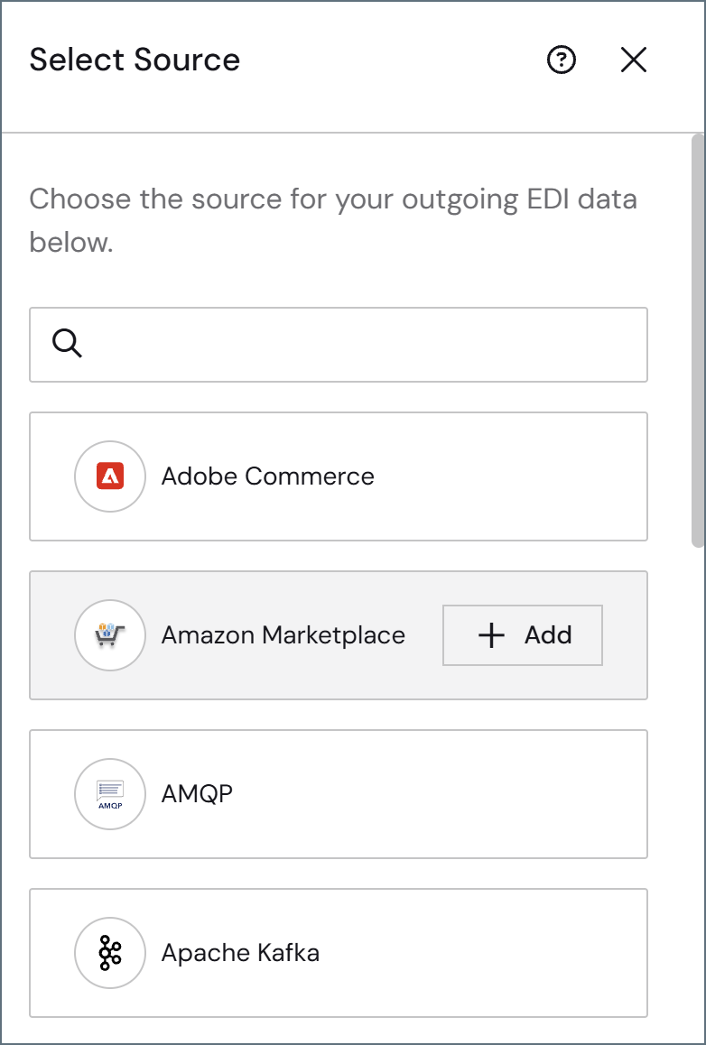Select Source コネクタダイアログ