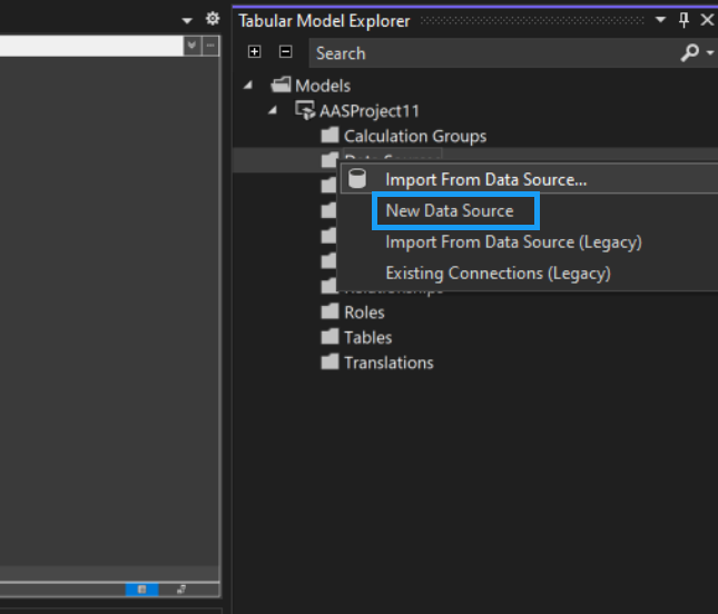 Azure Analysis New Data Source