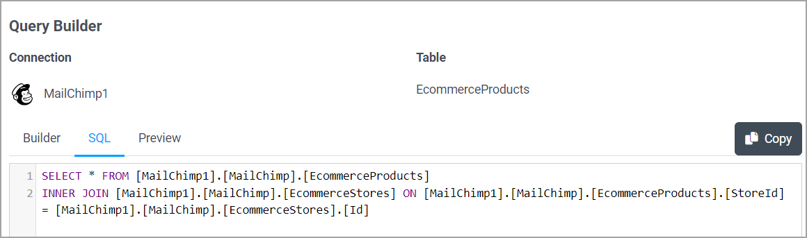 Query builder SQL view