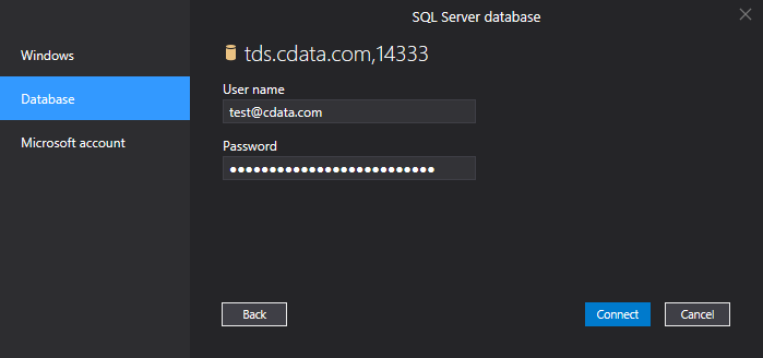 Azure Analysis enter credentials