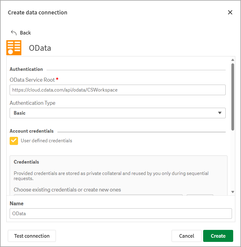 Qlik create OData details