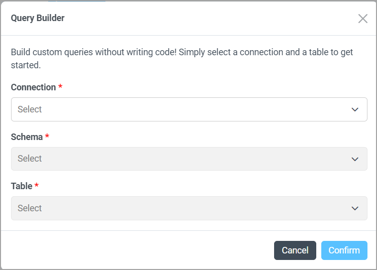 Query builder dialog