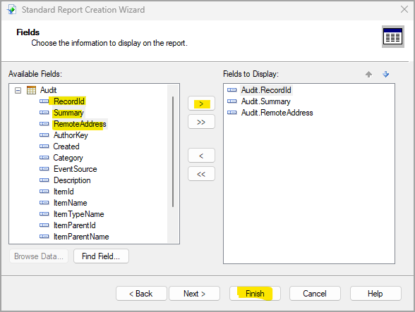 Crystal Reports add fields