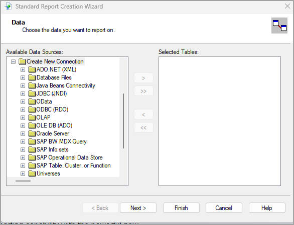 Crystal Reports report wizard