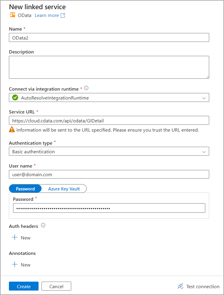 ADF client new linked service