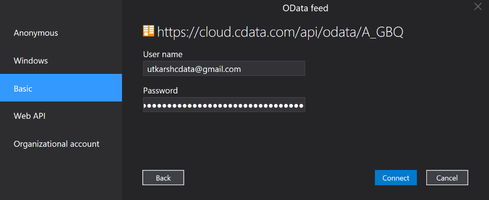 Azure Analysis OData credentials