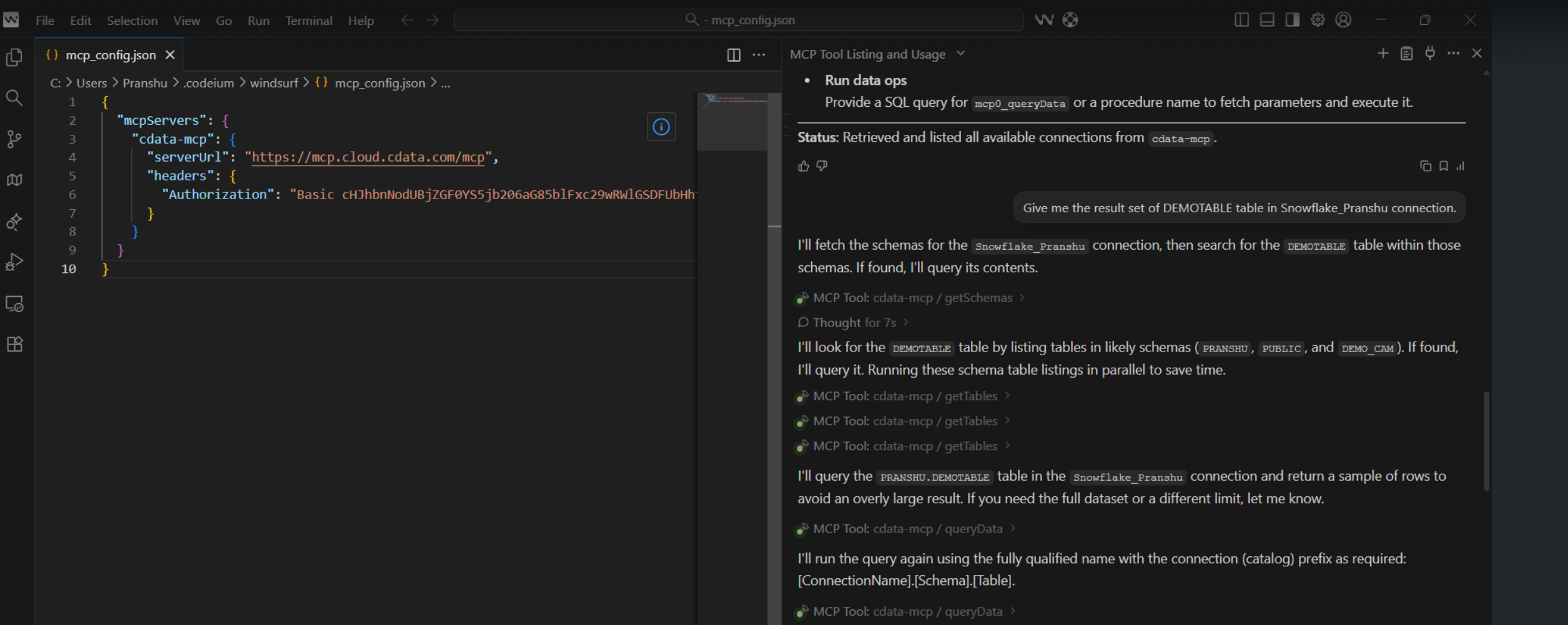 Windsurf sample chat
