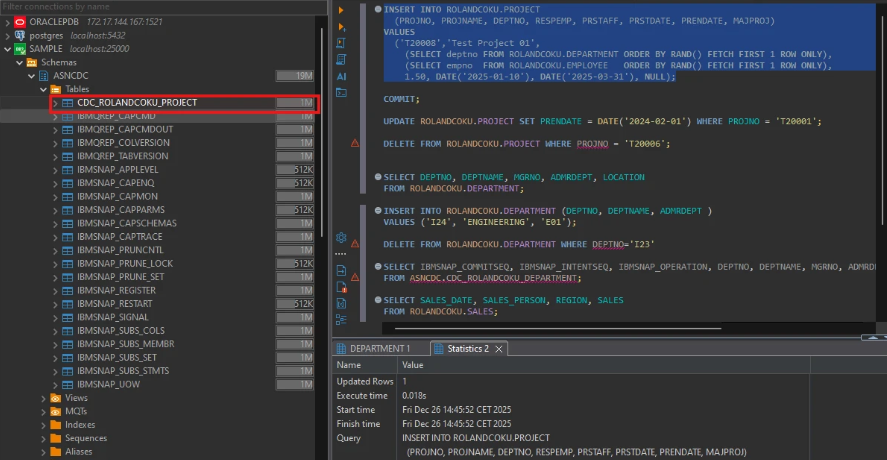 DB2 ASNCDC schema example