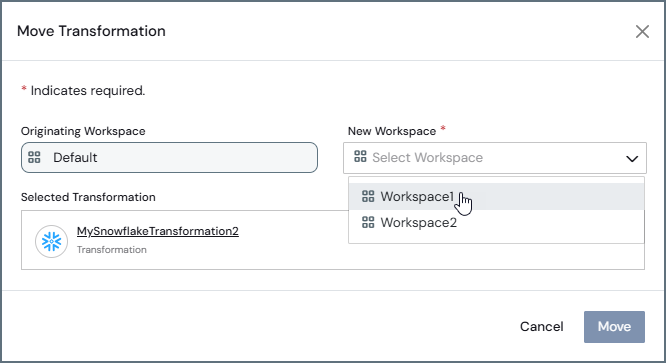 Move Transformation dialog