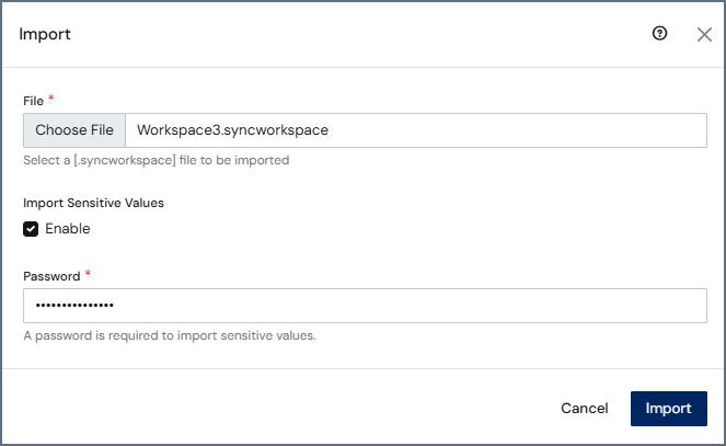Import dialog