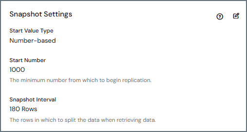 Snapshot Settings on the Overview tab showing Number-based settings