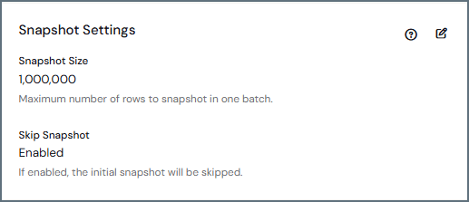 Snapshot Settings on the Overview tab showing CDC settings