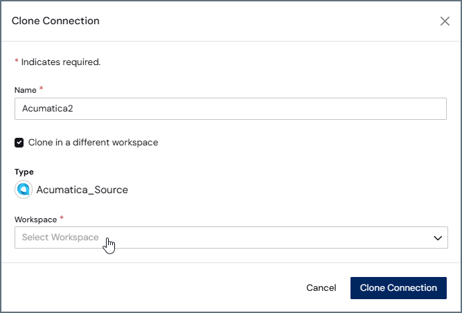 Clone Connection dialog box