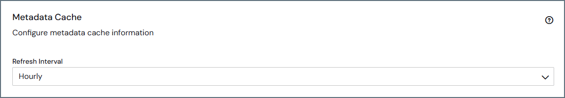Metadata Caching section on the New Connection page