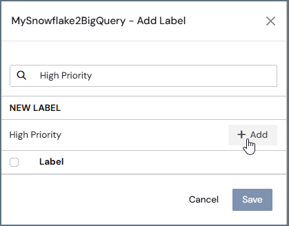 Add Label dialog