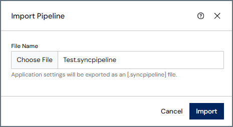 Import Pipeline dialog