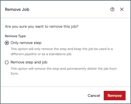 Remove step dialog with removal options