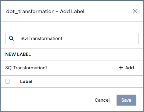 Add Label dialog box