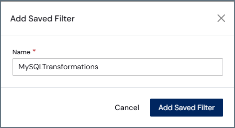 Add Saved Filter dialog box