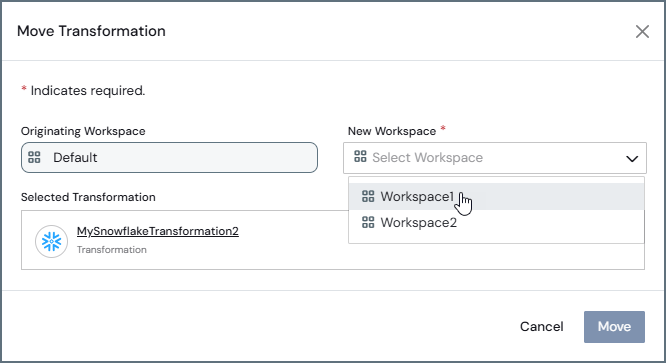 Move Transformation dialog box