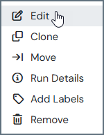 Transformation history options menu