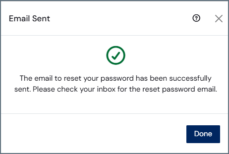 Password reset confirmation message