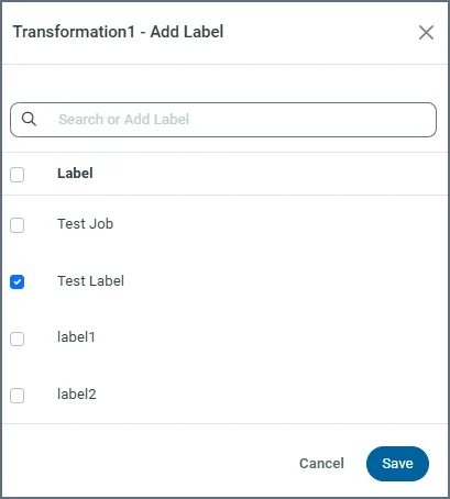 Label added to list