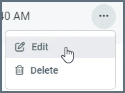 User options menu with Edit and Delete options