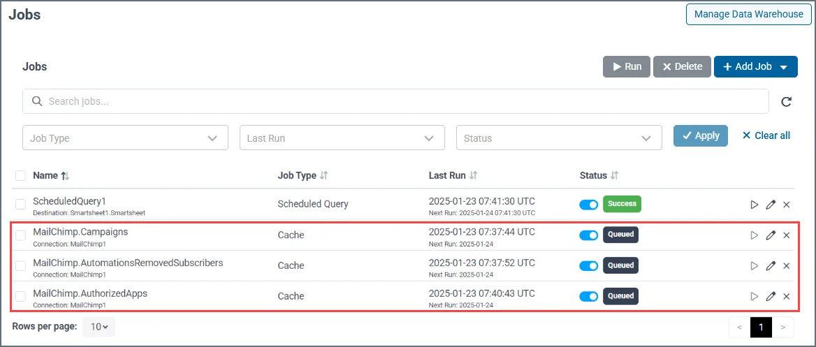 Cache jobs