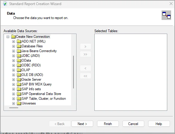 Crystal Reports Report Wizard