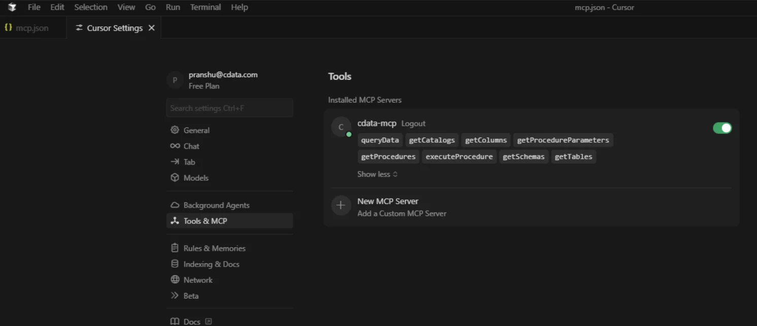 Cursor start MCP server