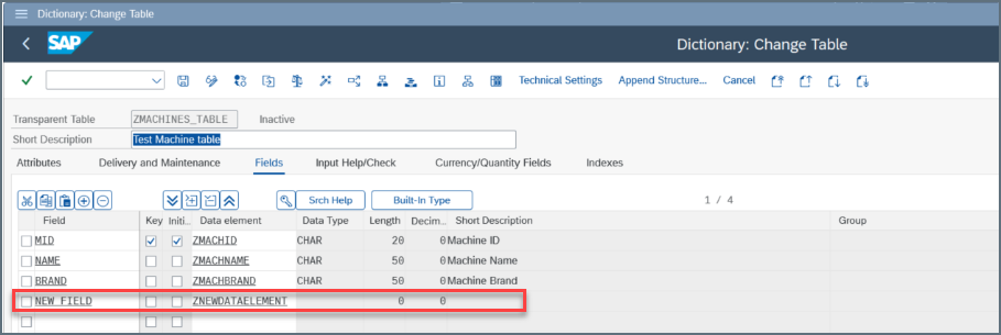 データ要素の構成を表示しているFields タブ