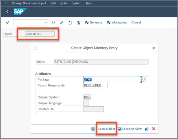 Create Object Directory Entry ダイアログボックス