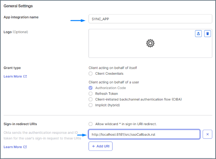 Okta リダイレクトURI の設定