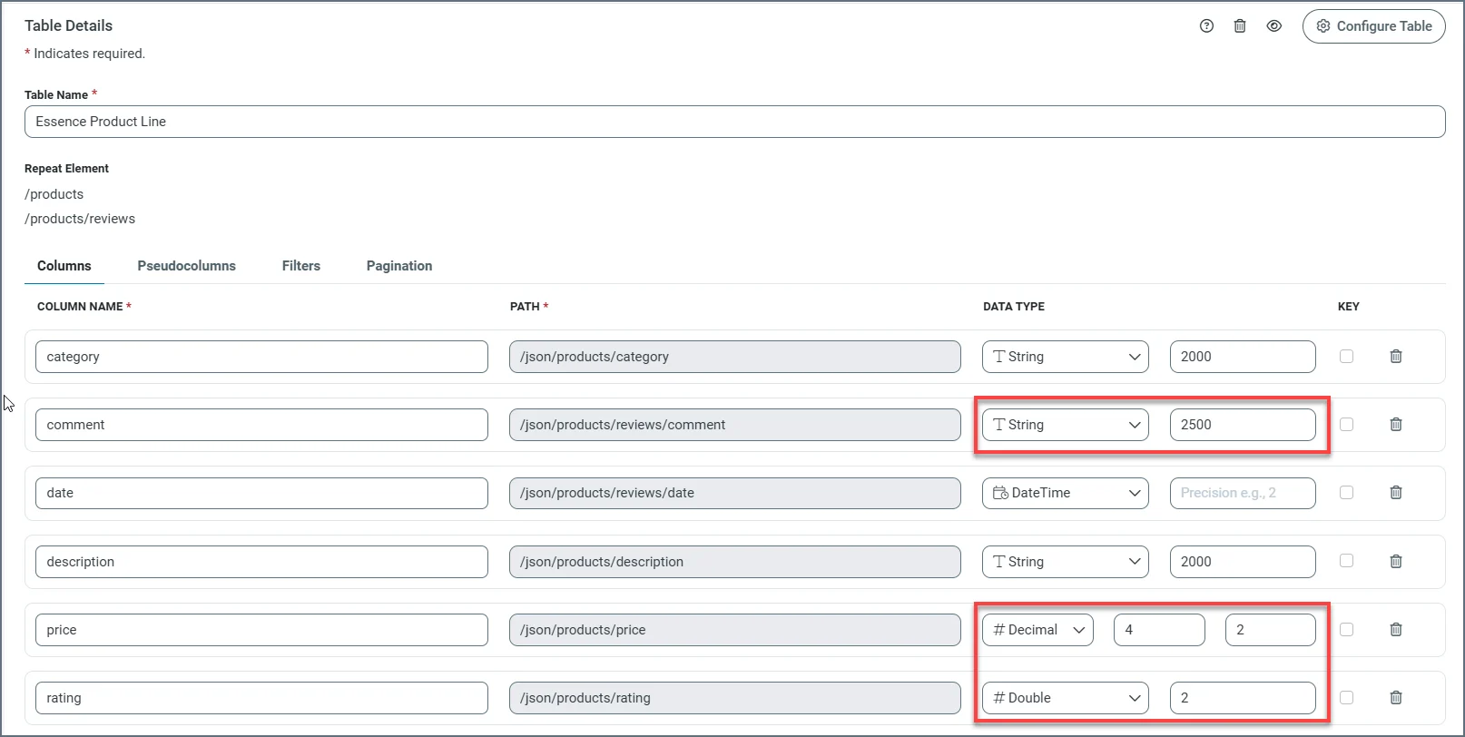 Modify column attributes