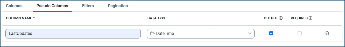 Add pseudocolumn name and type