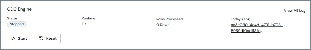 Reset button on the CDC Engine section of the Overview tab