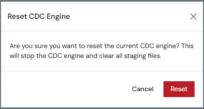 Reset CDC Engine confirmation dialog box