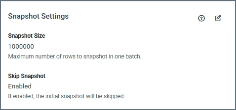 Snapshot Settings on the Overview tab showing CDC settings